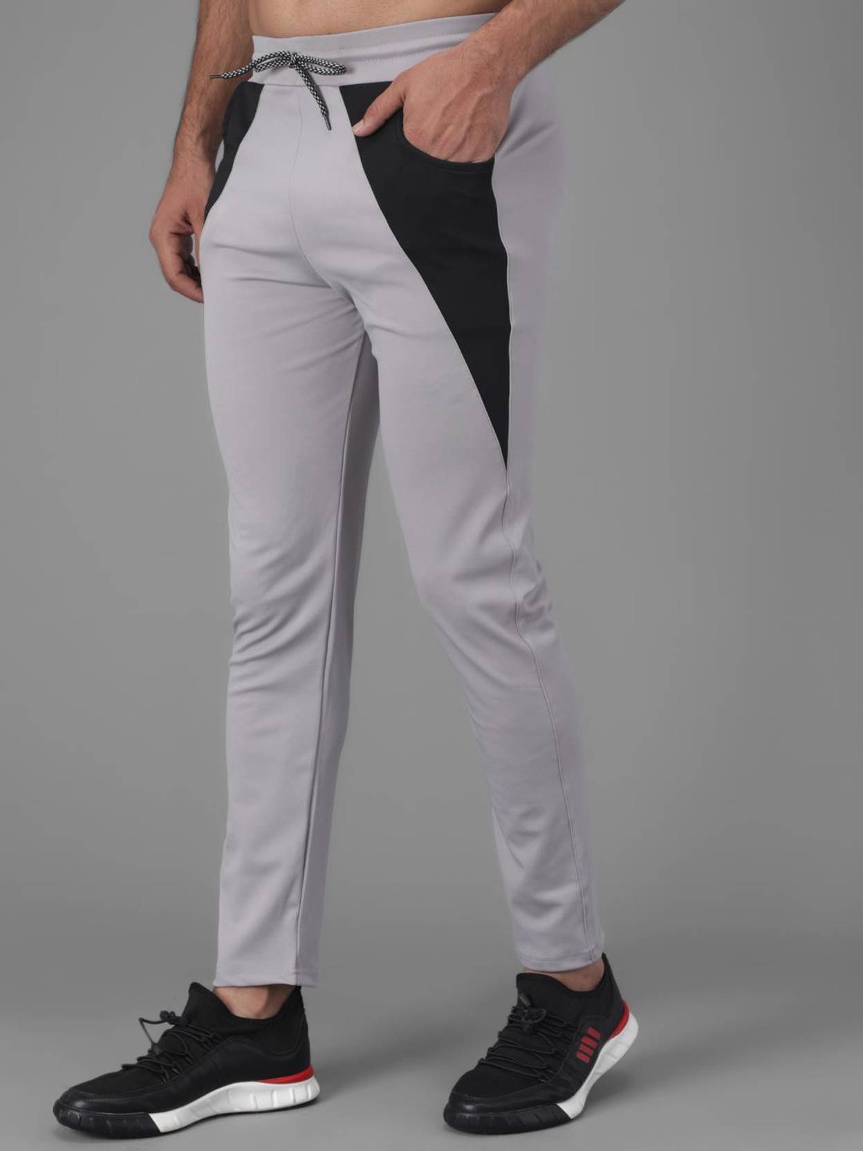 KOTTY  Men Colorblack Grey Track Pants