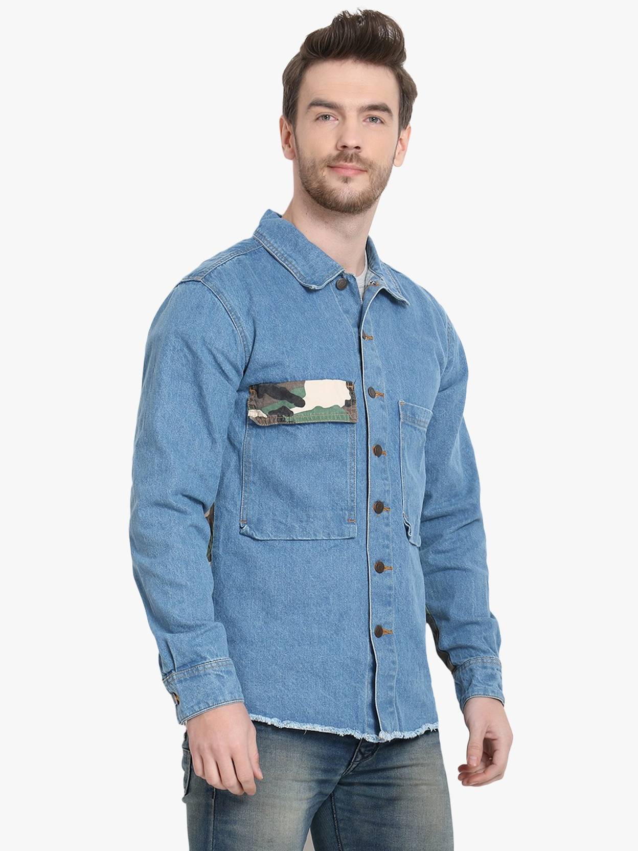 KOTTY Men Printed Denim Jacket