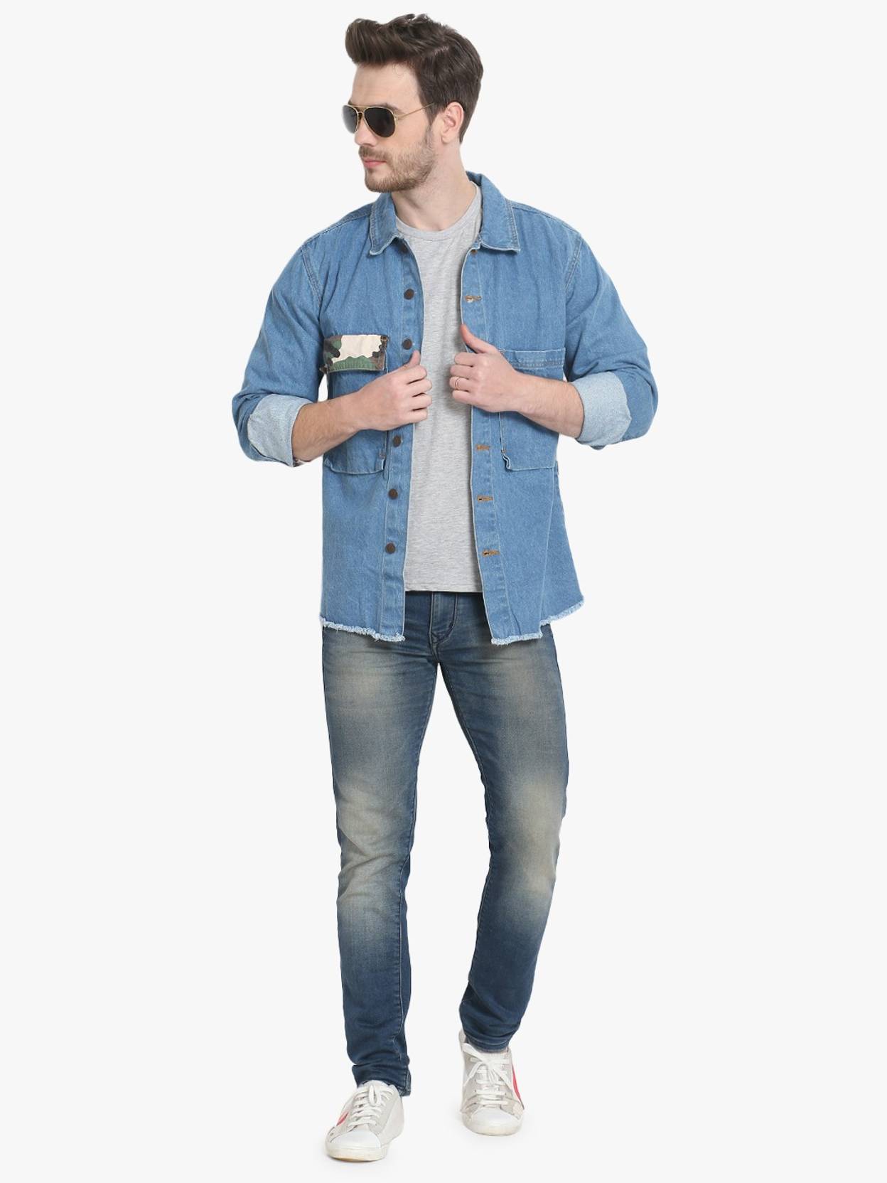 KOTTY Men Printed Denim Jacket