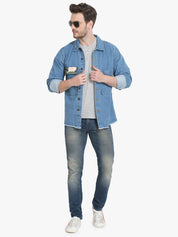 KOTTY Men Printed Denim Jacket