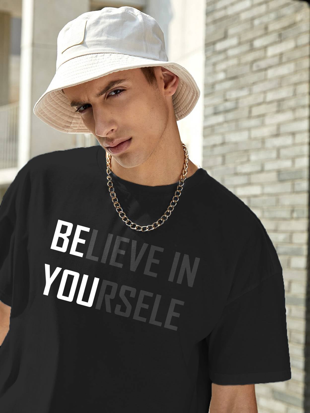KOTTY  Men Printed Round Neck Cotton Blend Black T-Shirt