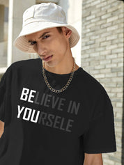 KOTTY  Men Printed Round Neck Cotton Blend Black T-Shirt