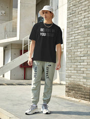 KOTTY  Men Printed Round Neck Cotton Blend Black T-Shirt