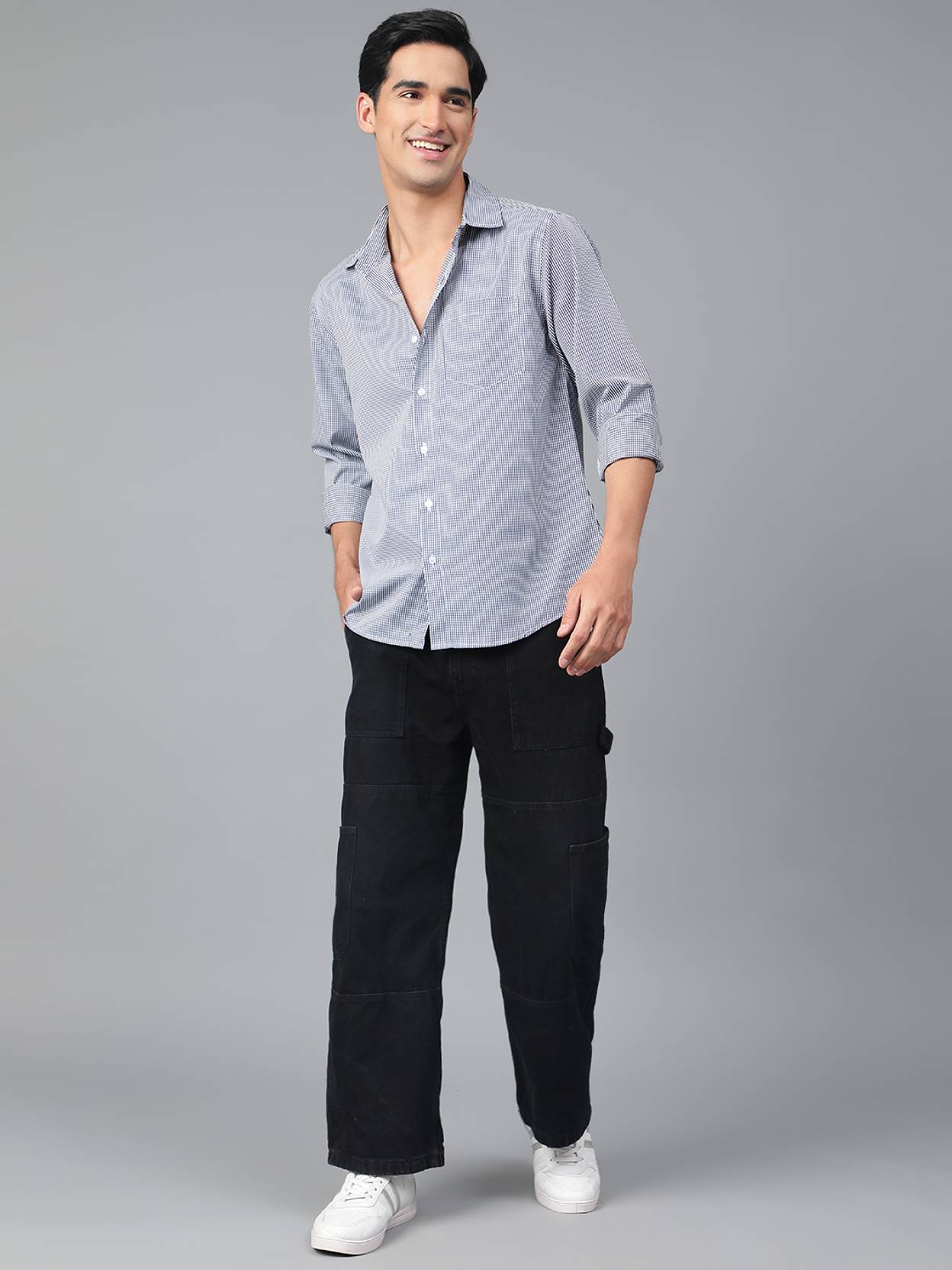 KOTTY  Men Regular Fit Checkered Spread Collar Casual Shirt