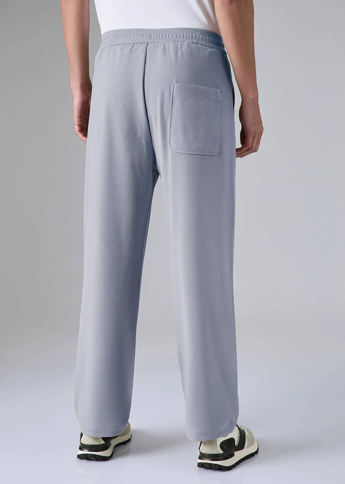 KOTTY  Men Regular Fit Grey Cotton Blend Trousers