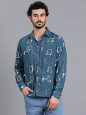 KOTTY  Men Regular Fit Printed Spread Collar Casual Shirt