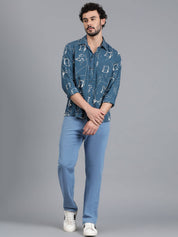 KOTTY  Men Regular Fit Printed Spread Collar Casual Shirt