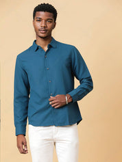 KOTTY  Men Regular Fit Self Design Spread Collar Casual Shirt