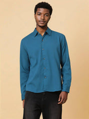 KOTTY  Men Regular Fit Self Design Spread Collar Casual Shirt