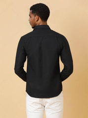 KOTTY  Men Regular Fit Self Design Spread Collar Casual Shirt
