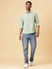 KOTTY  Men Regular Fit Self Design Spread Collar Casual Shirt