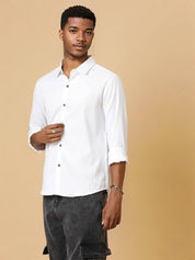 KOTTY  Men Regular Fit Self Design Spread Collar Casual Shirt