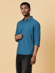 KOTTY  Men Regular Fit Self Design Spread Collar Casual Shirt