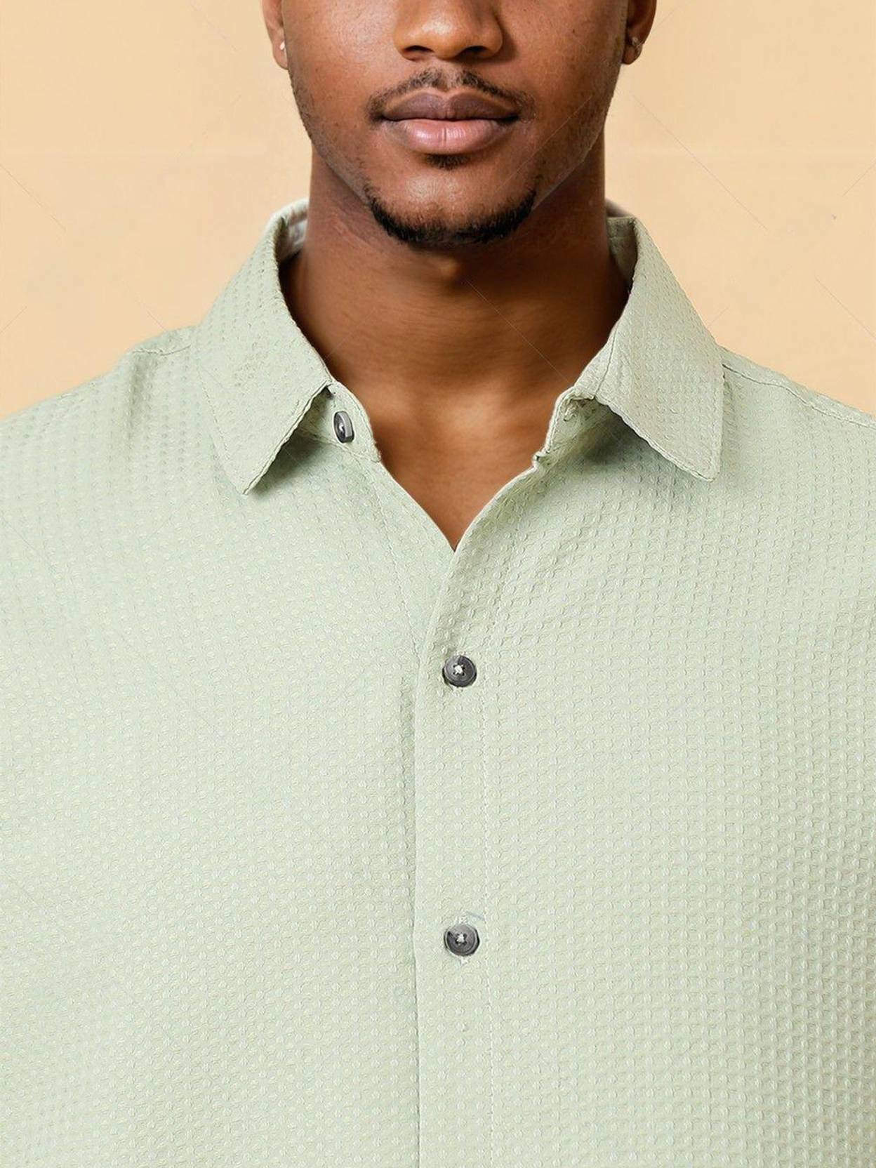 KOTTY  Men Regular Fit Self Design Spread Collar Casual Shirt