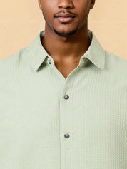 KOTTY  Men Regular Fit Self Design Spread Collar Casual Shirt