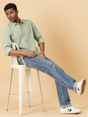 KOTTY  Men Regular Fit Self Design Spread Collar Casual Shirt
