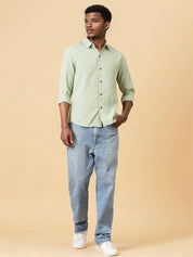 KOTTY  Men Regular Fit Self Design Spread Collar Casual Shirt
