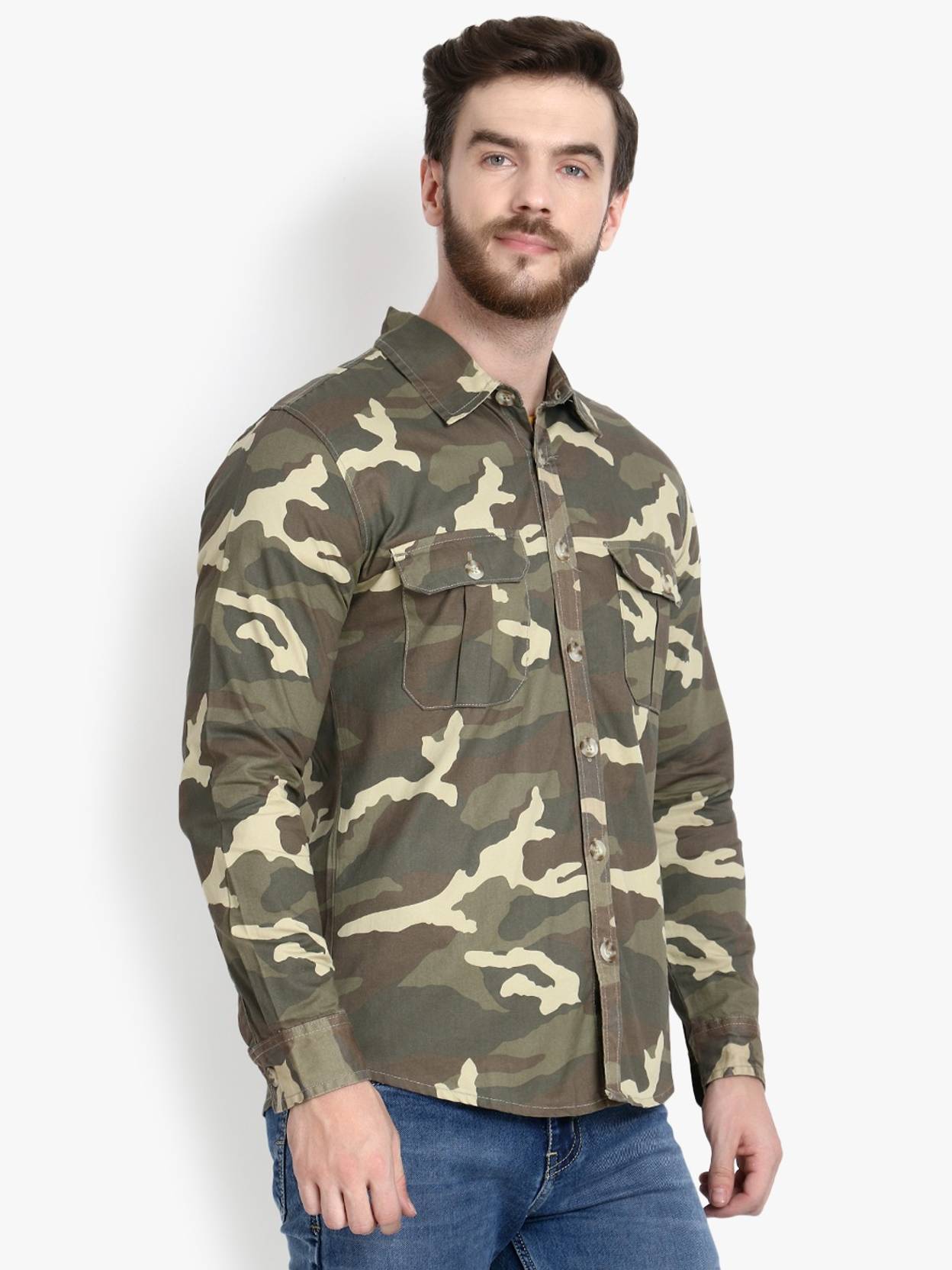 KOTTY  Men Regular Fit Solid Button Down Collar Casual Shirt