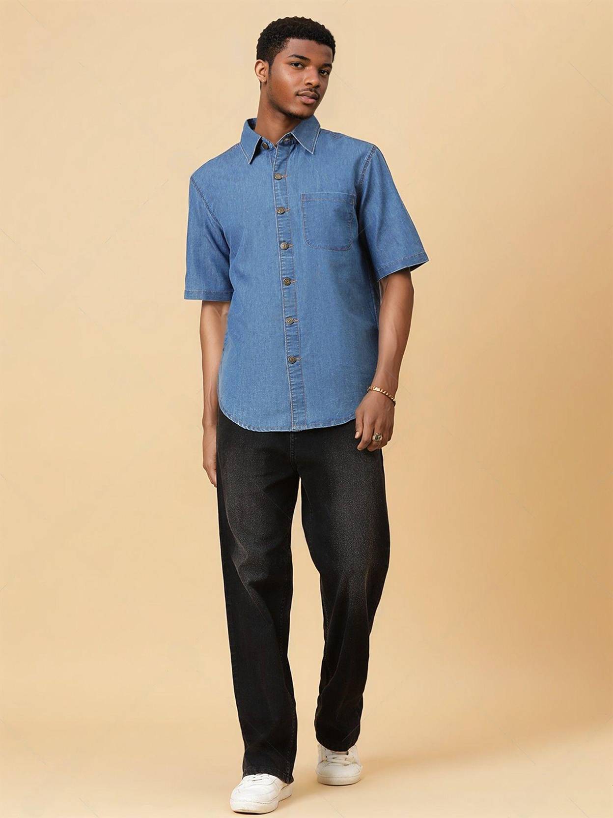 KOTTY  Men Regular Fit Solid Spread Collar Casual Shirt