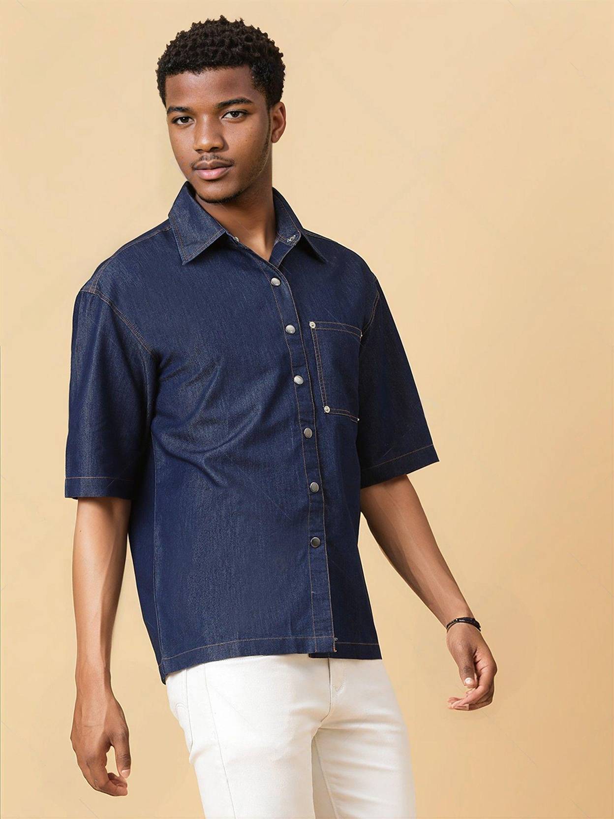 KOTTY  Men Regular Fit Solid Spread Collar Casual Shirt