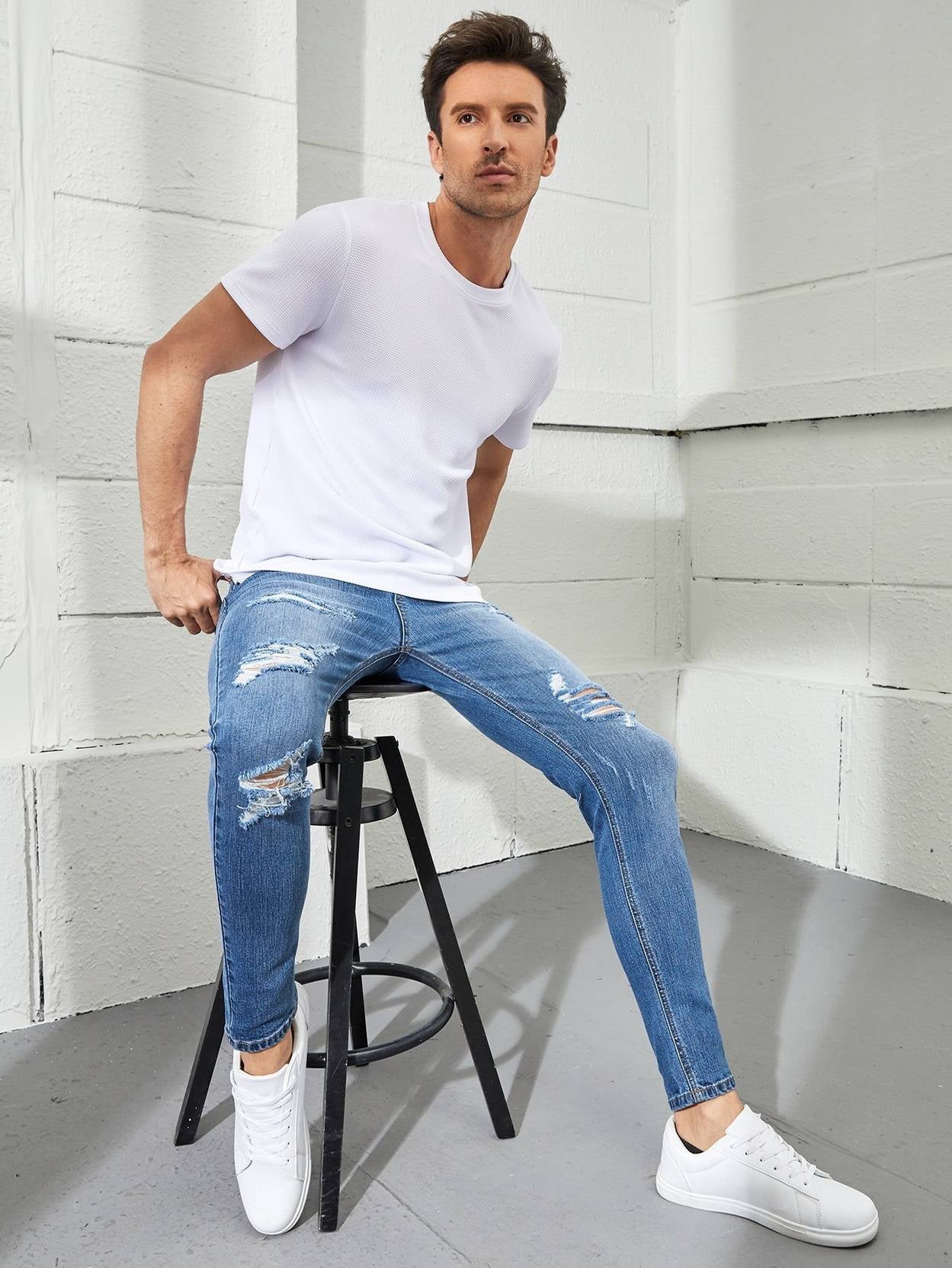 KOTTY Men Regular High Rise Blue Jeans