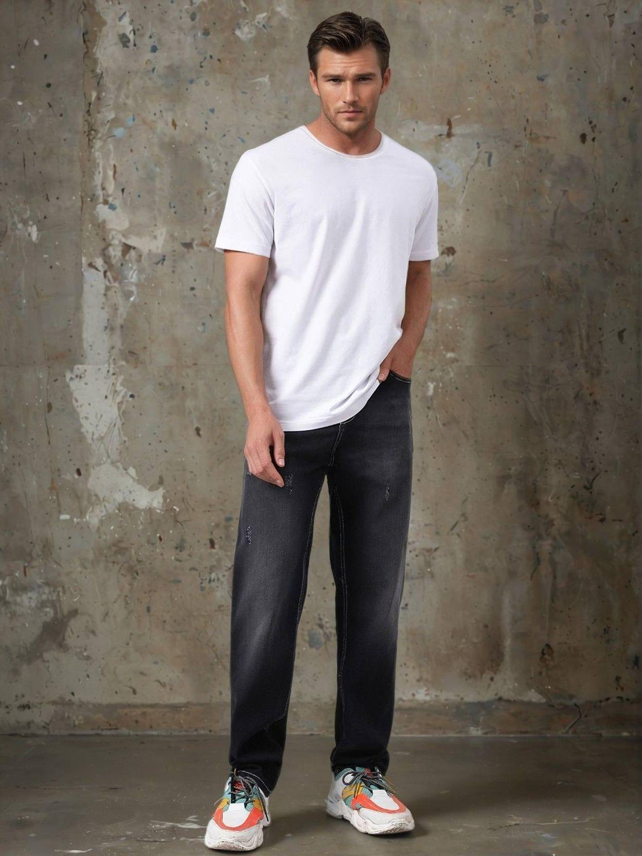 KOTTY  Men Regular Low Rise Black Jeans