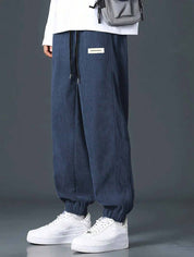 KOTTY  Men Relaxed Blue Corduroy Trousers