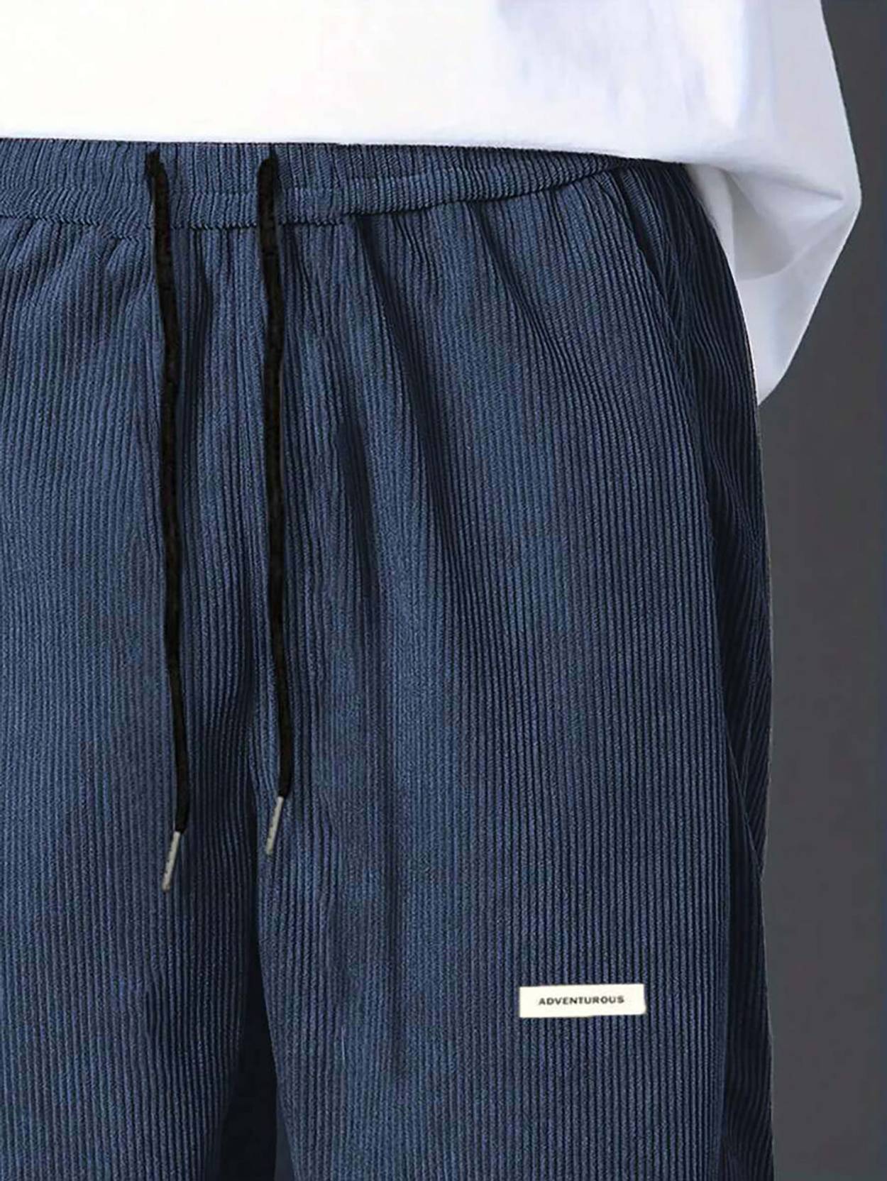 KOTTY  Men Relaxed Blue Corduroy Trousers