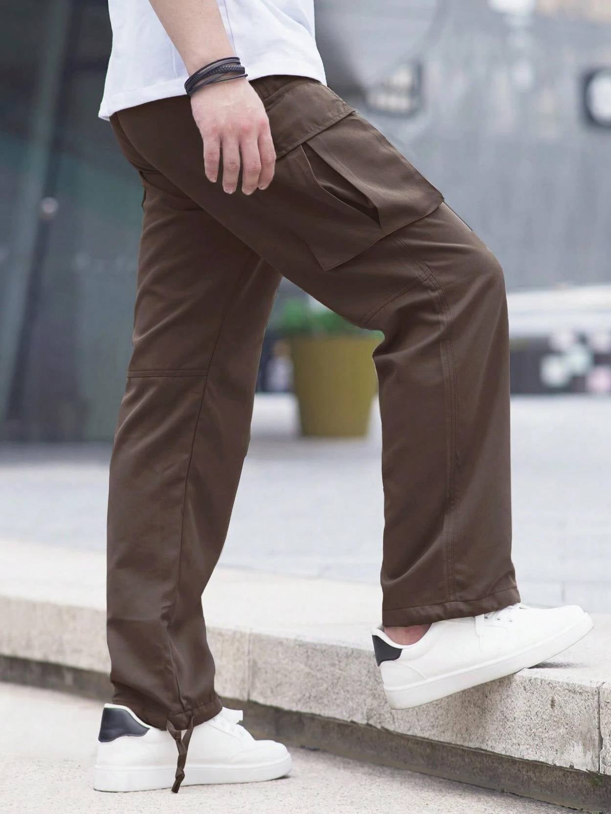 KOTTY  Men Relaxed Brown Viscose Rayon Trousers