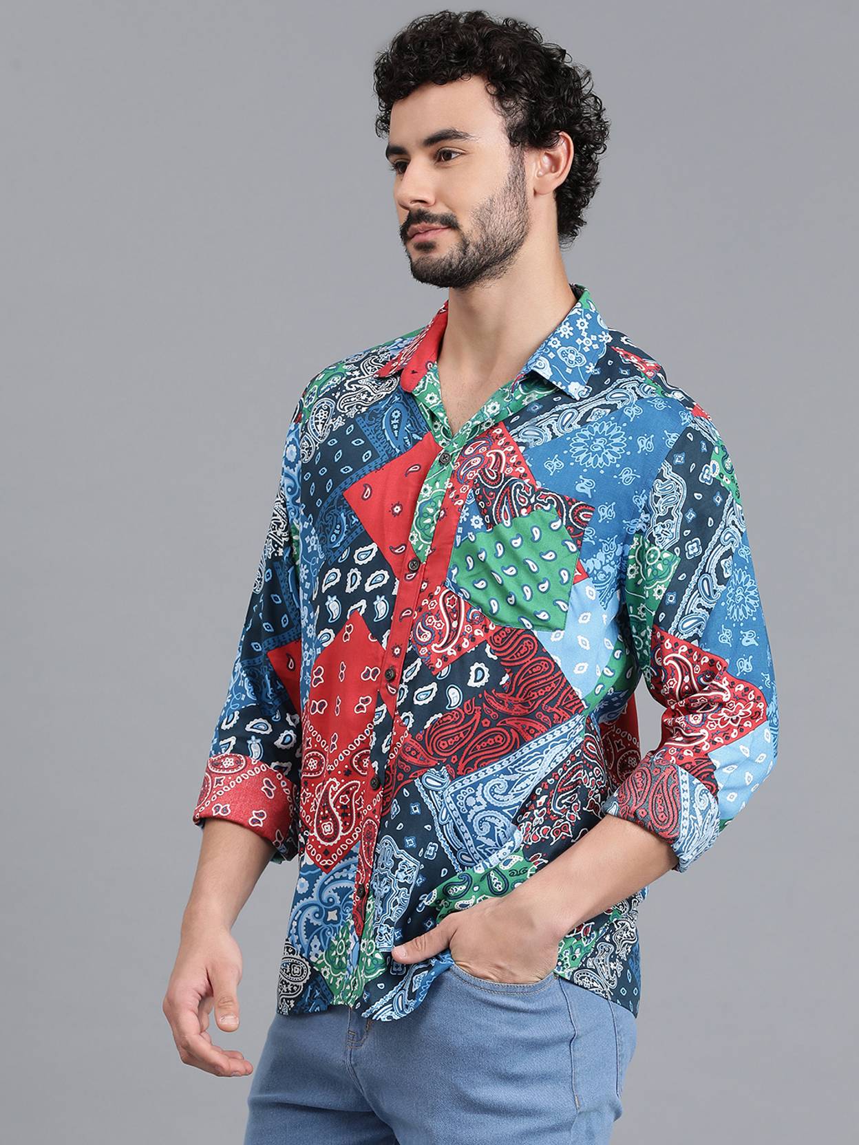 KOTTY  Men Relaxed Fit Fit Printed Spread Collar Casual Shirt