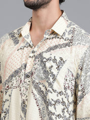 KOTTY  Men Relaxed Fit Fit Printed Spread Collar Casual Shirt