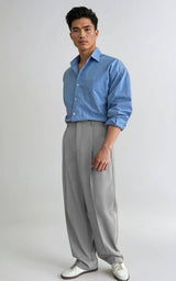KOTTY  Men Relaxed Grey Viscose Rayon Trousers