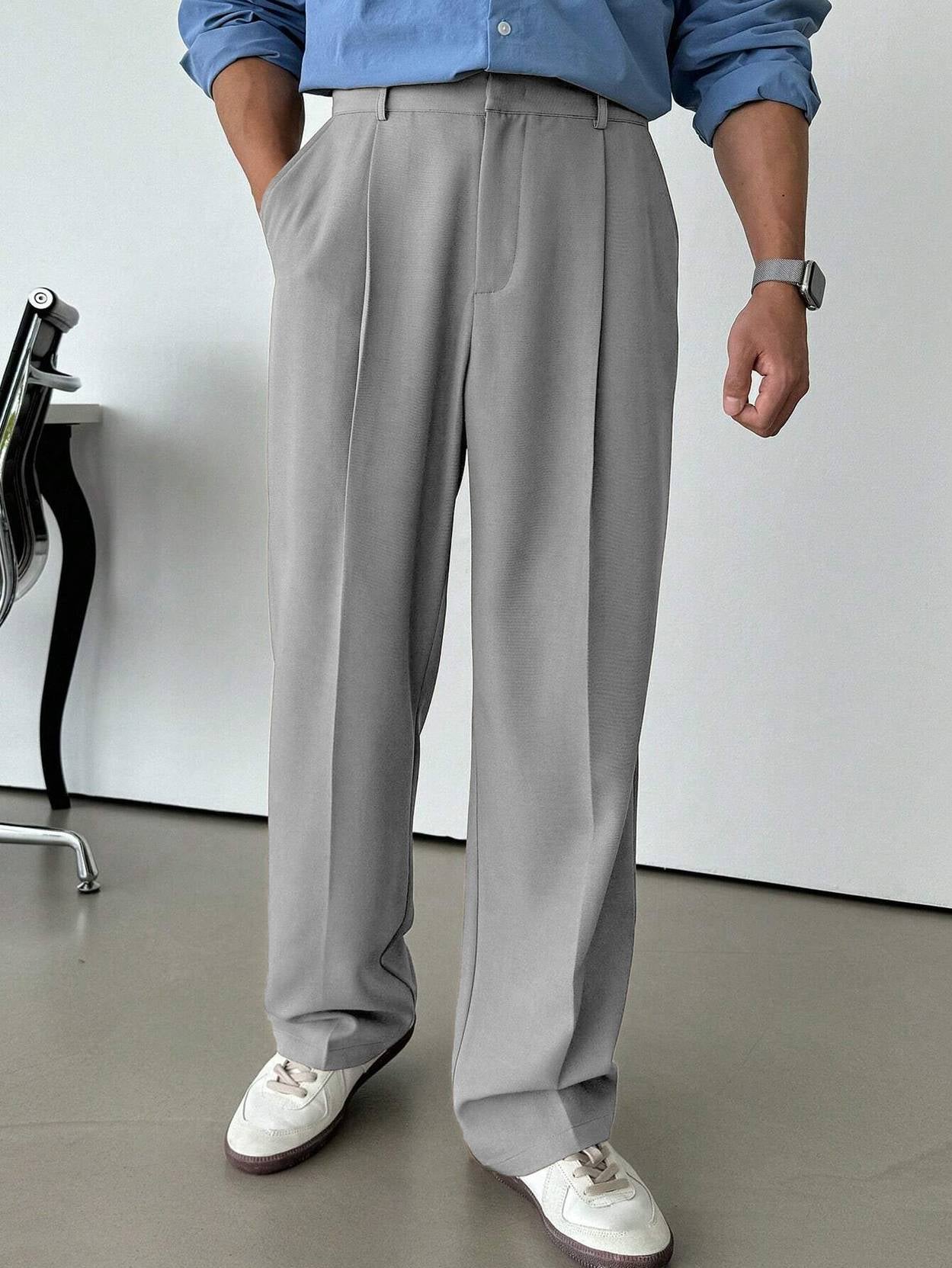 KOTTY  Men Relaxed Grey Viscose Rayon Trousers