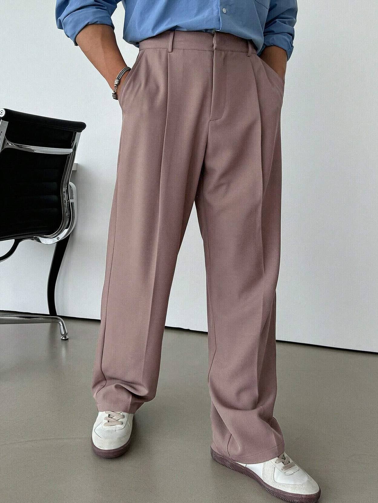 KOTTY  Men Relaxed Pink Viscose Rayon Trousers