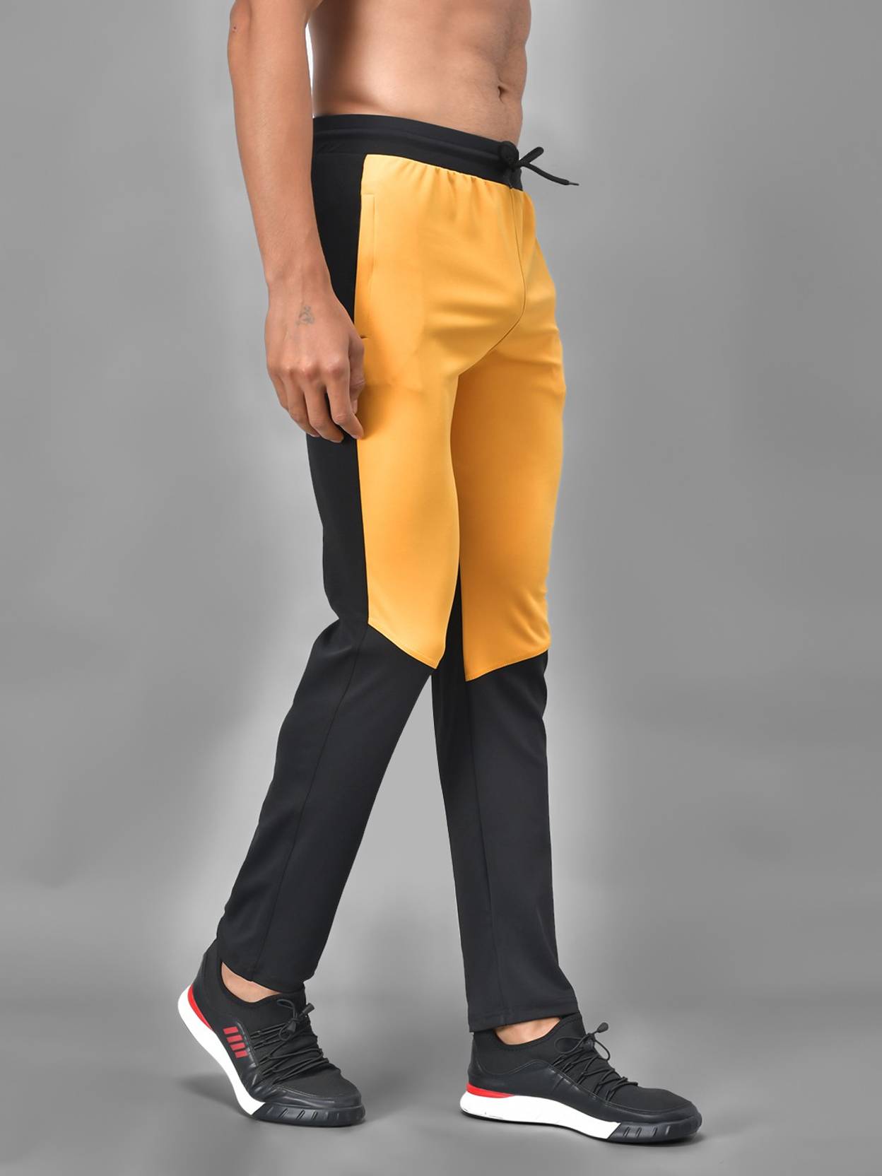 KOTTY  Men Solid Black, Yellow Track Pants