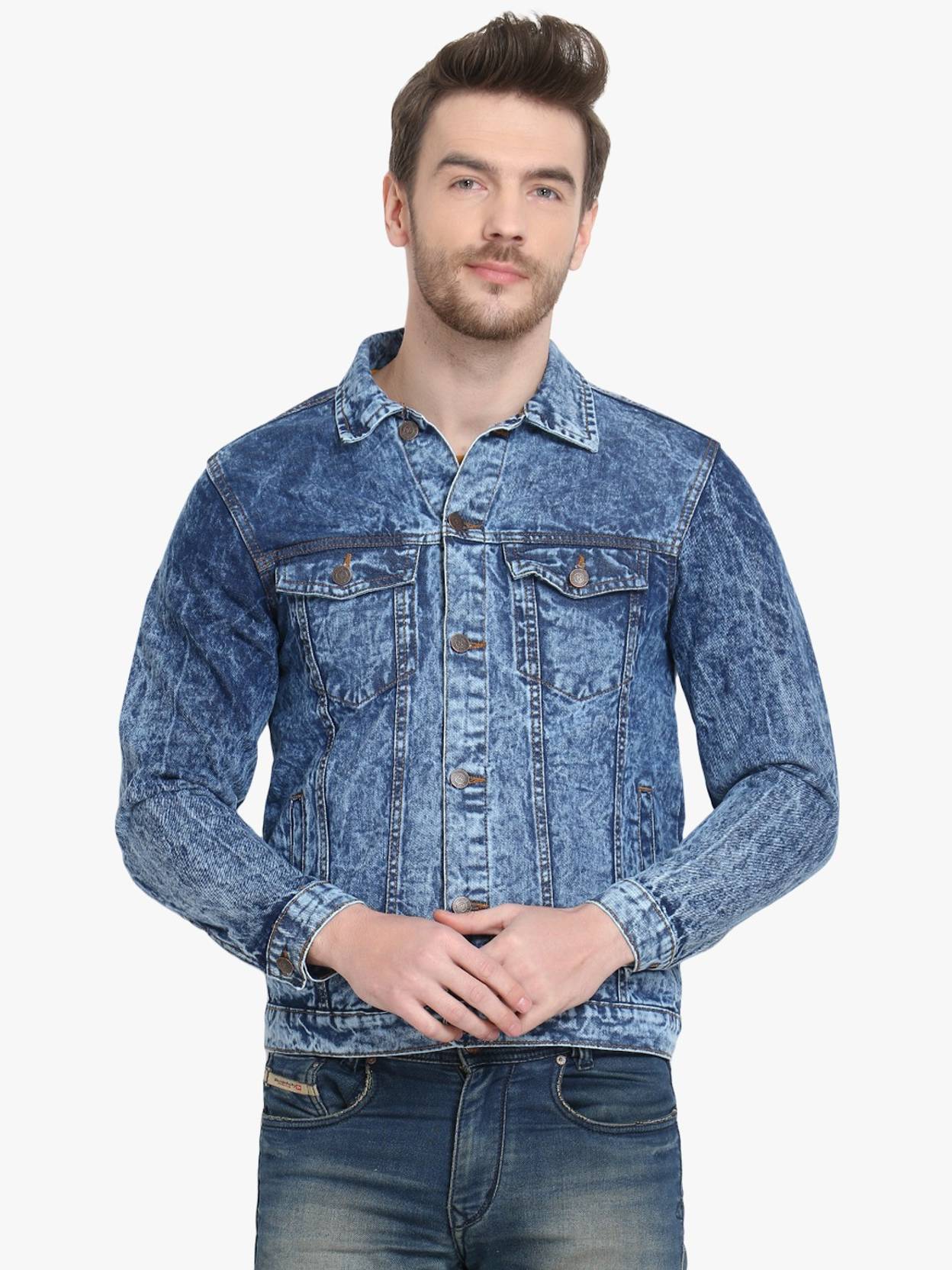 KOTTY Men Solid Denim Jacket