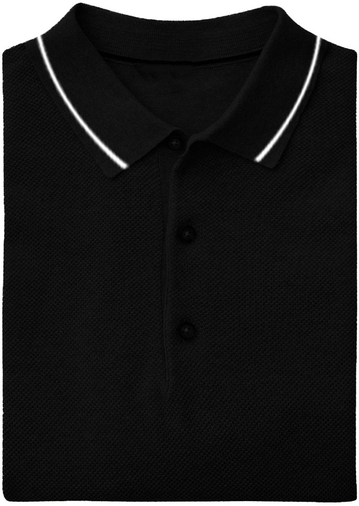 KOTTY  Men Solid Polo Neck Cotton Blend Black T-Shirt
