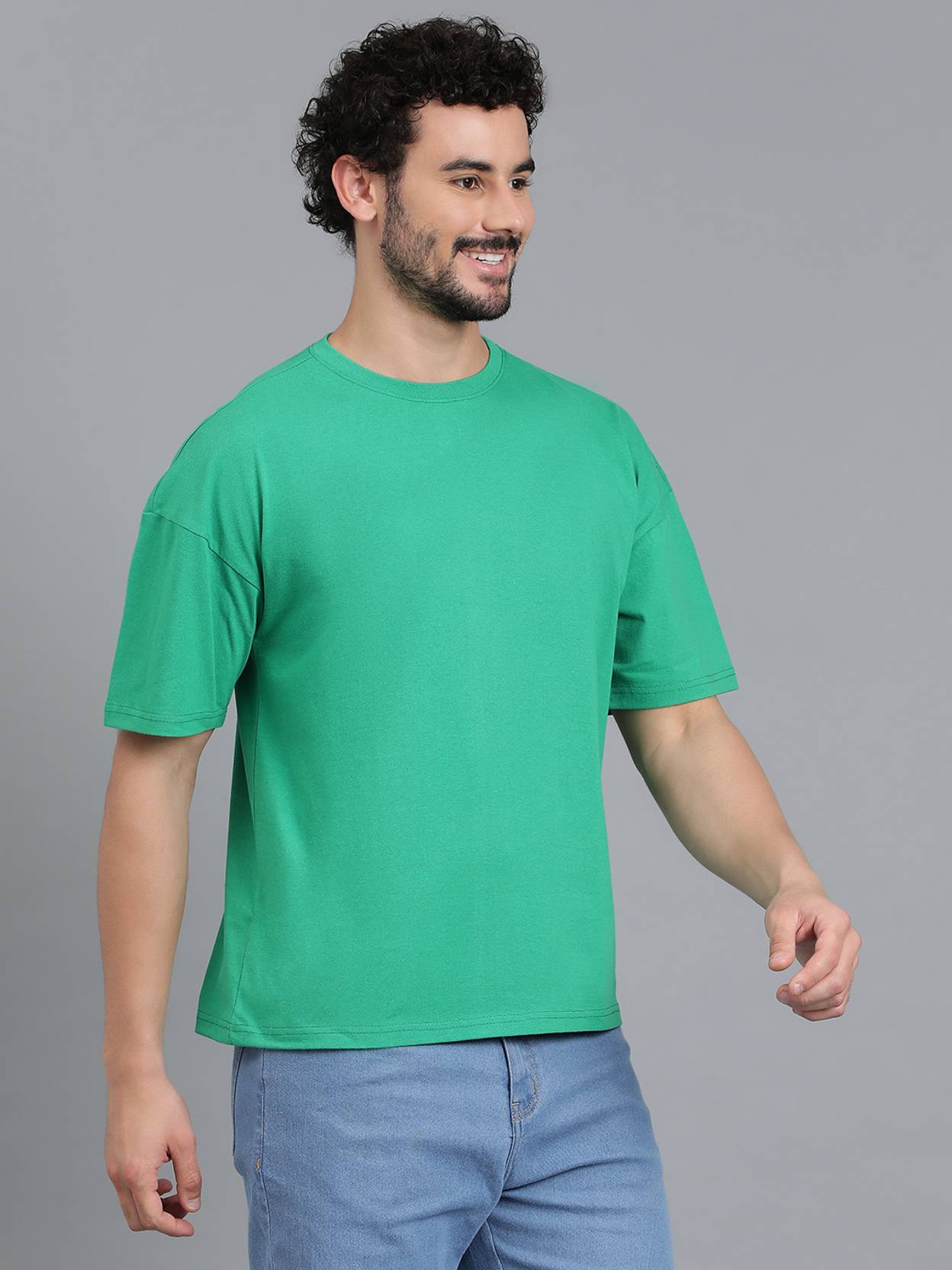 KOTTY  Men Solid Round Neck Cotton Blend Green T-Shirt