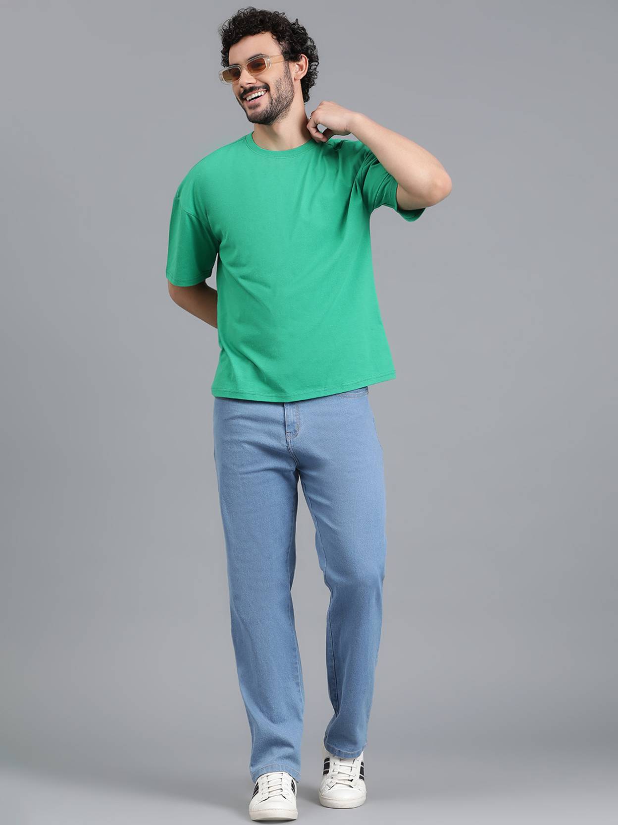 KOTTY  Men Solid Round Neck Cotton Blend Green T-Shirt