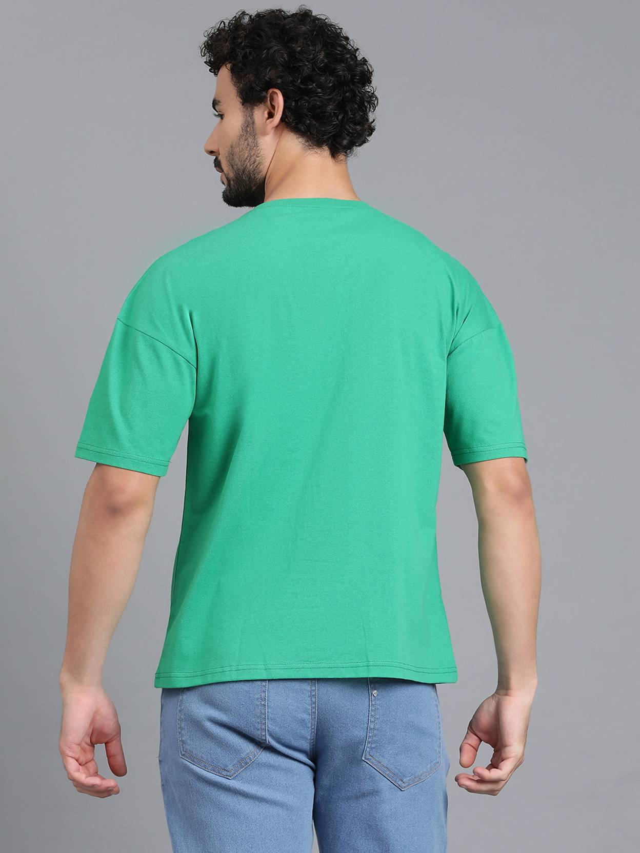 KOTTY  Men Solid Round Neck Cotton Blend Green T-Shirt