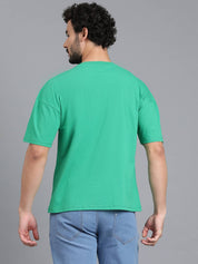 KOTTY  Men Solid Round Neck Cotton Blend Green T-Shirt