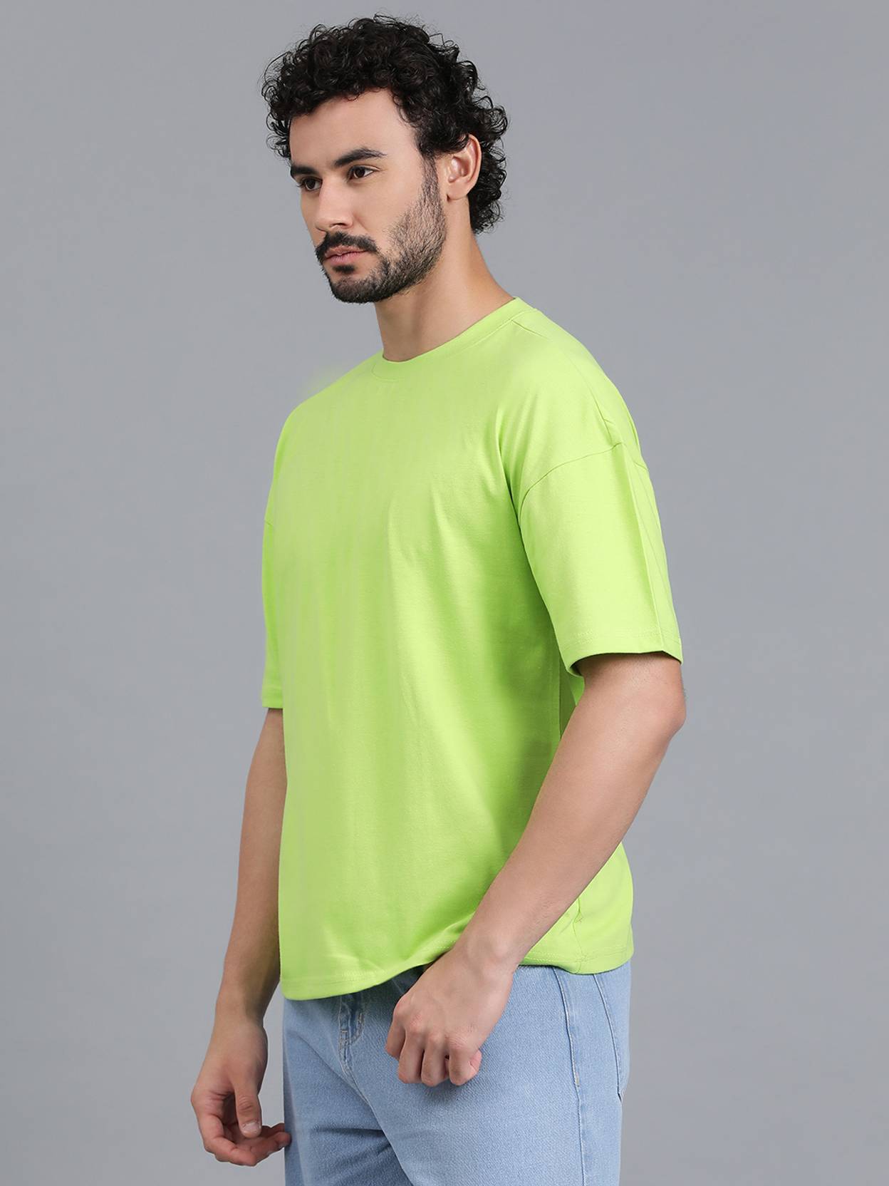 KOTTY  Men Solid Round Neck Cotton Blend Green T-Shirt