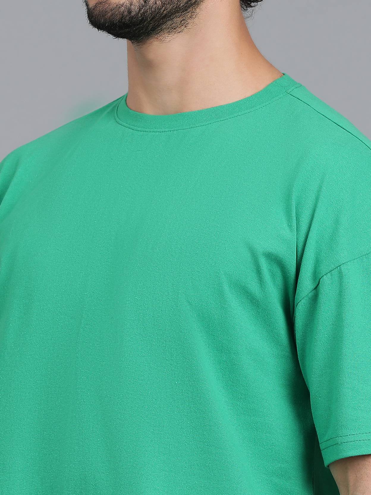 KOTTY  Men Solid Round Neck Cotton Blend Green T-Shirt