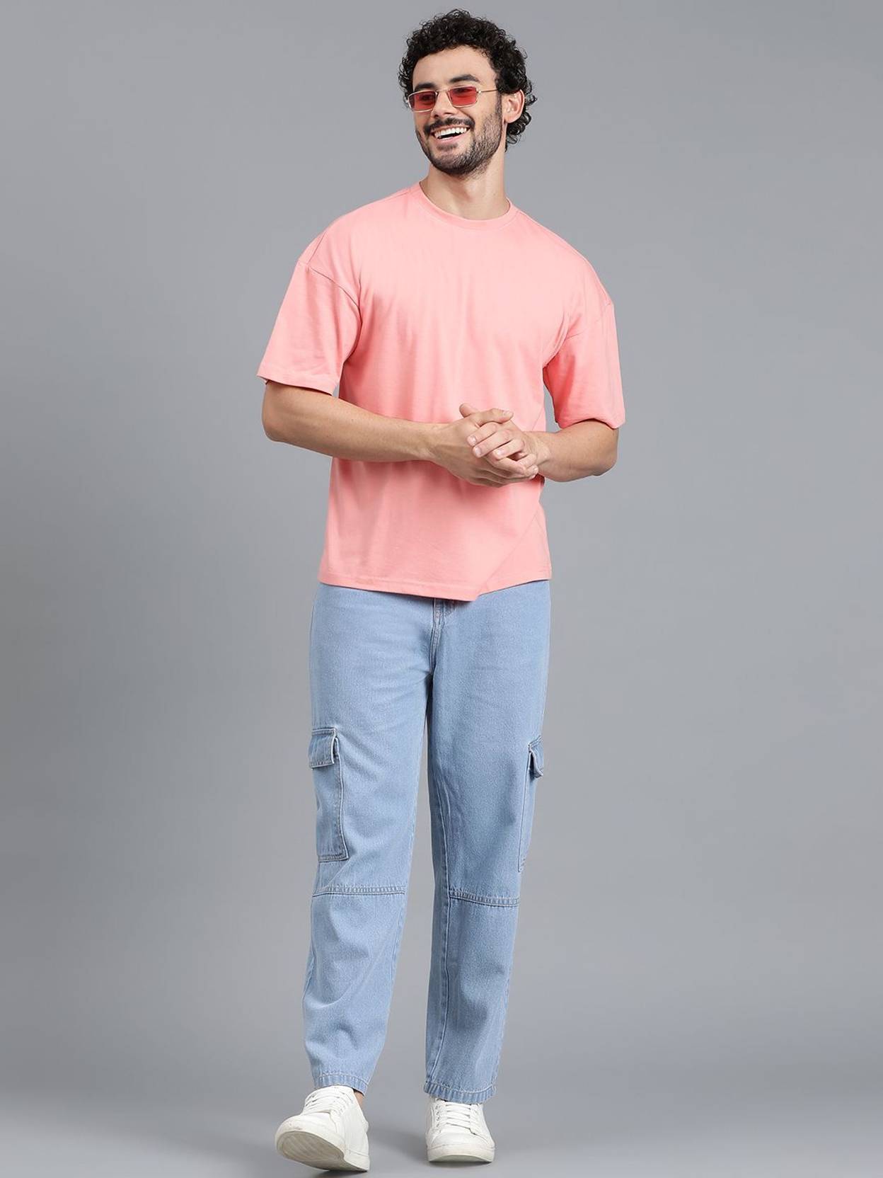 KOTTY  Men Solid Round Neck Cotton Blend Pink T-Shirt