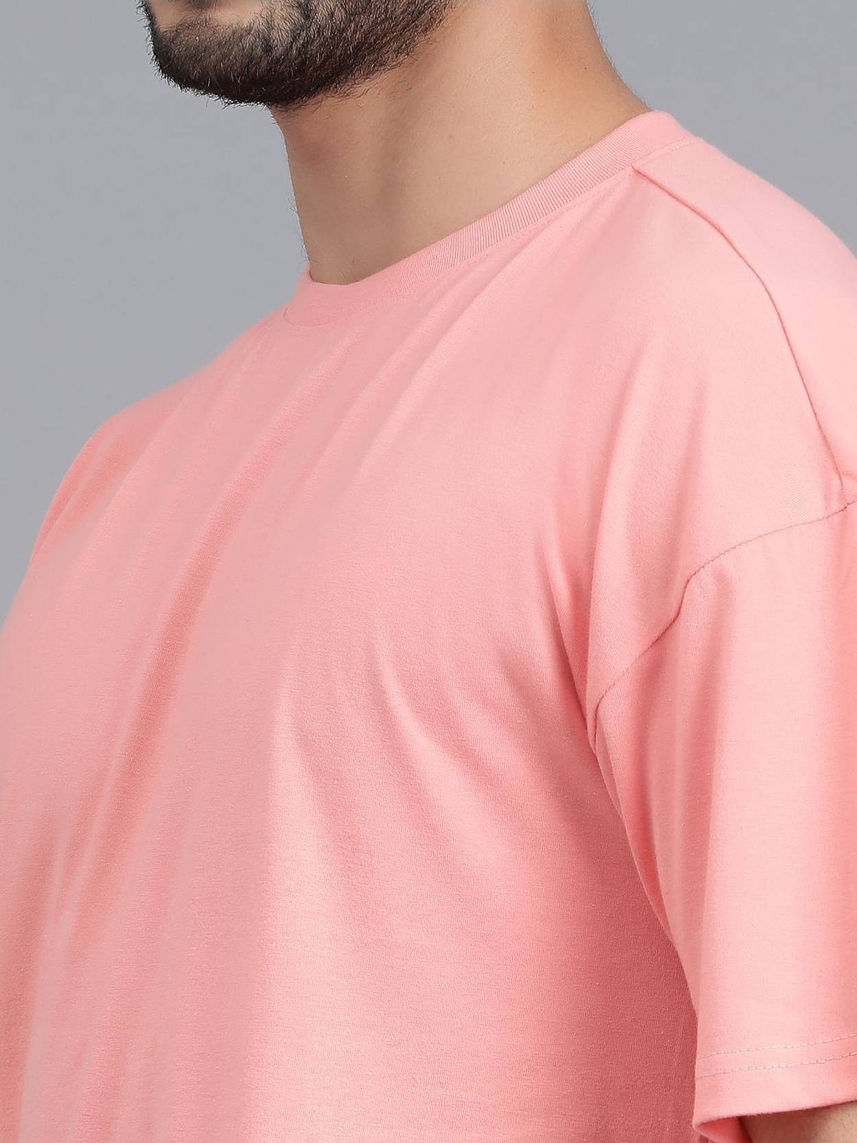 KOTTY  Men Solid Round Neck Cotton Blend Pink T-Shirt