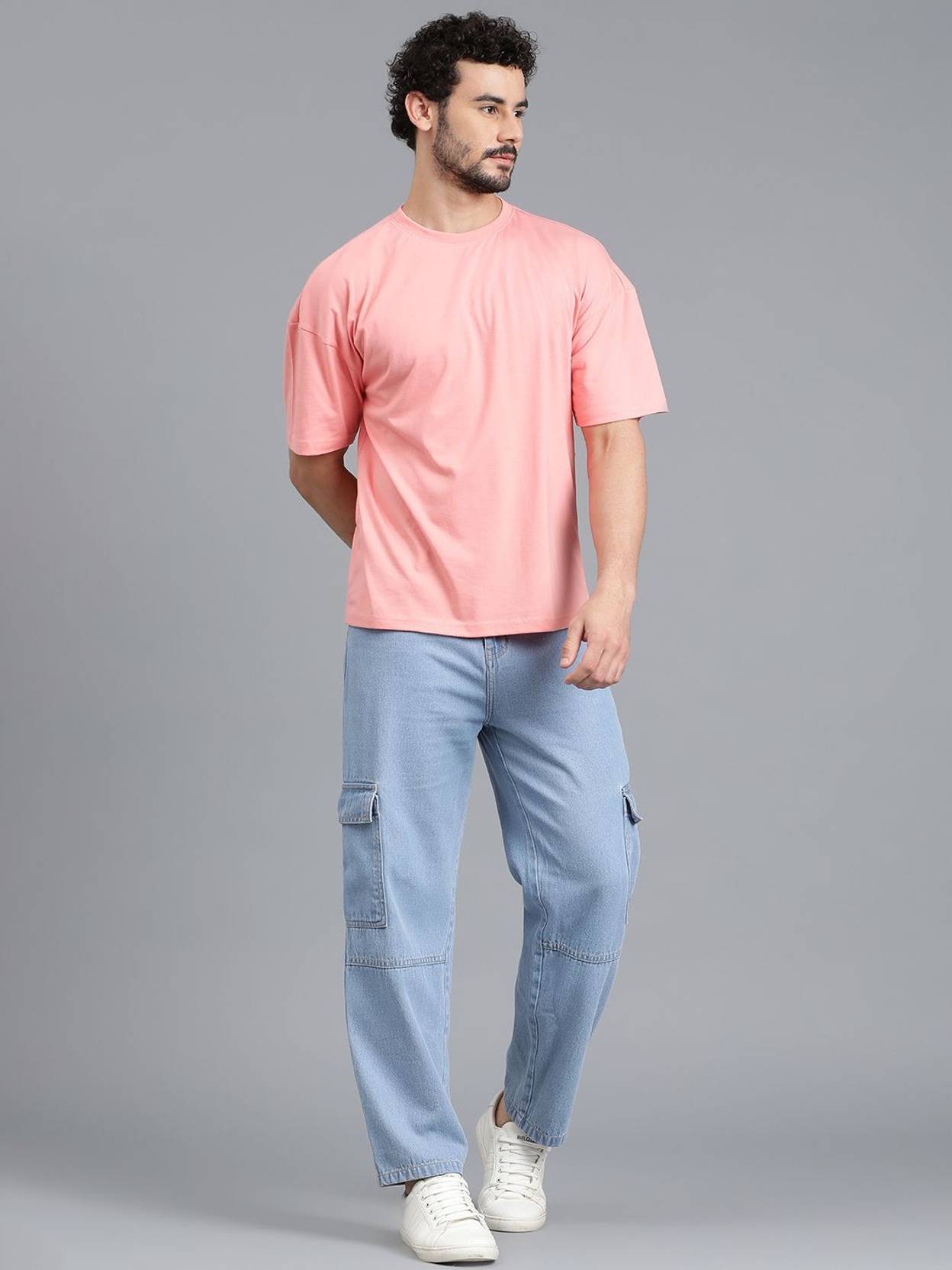 KOTTY  Men Solid Round Neck Cotton Blend Pink T-Shirt