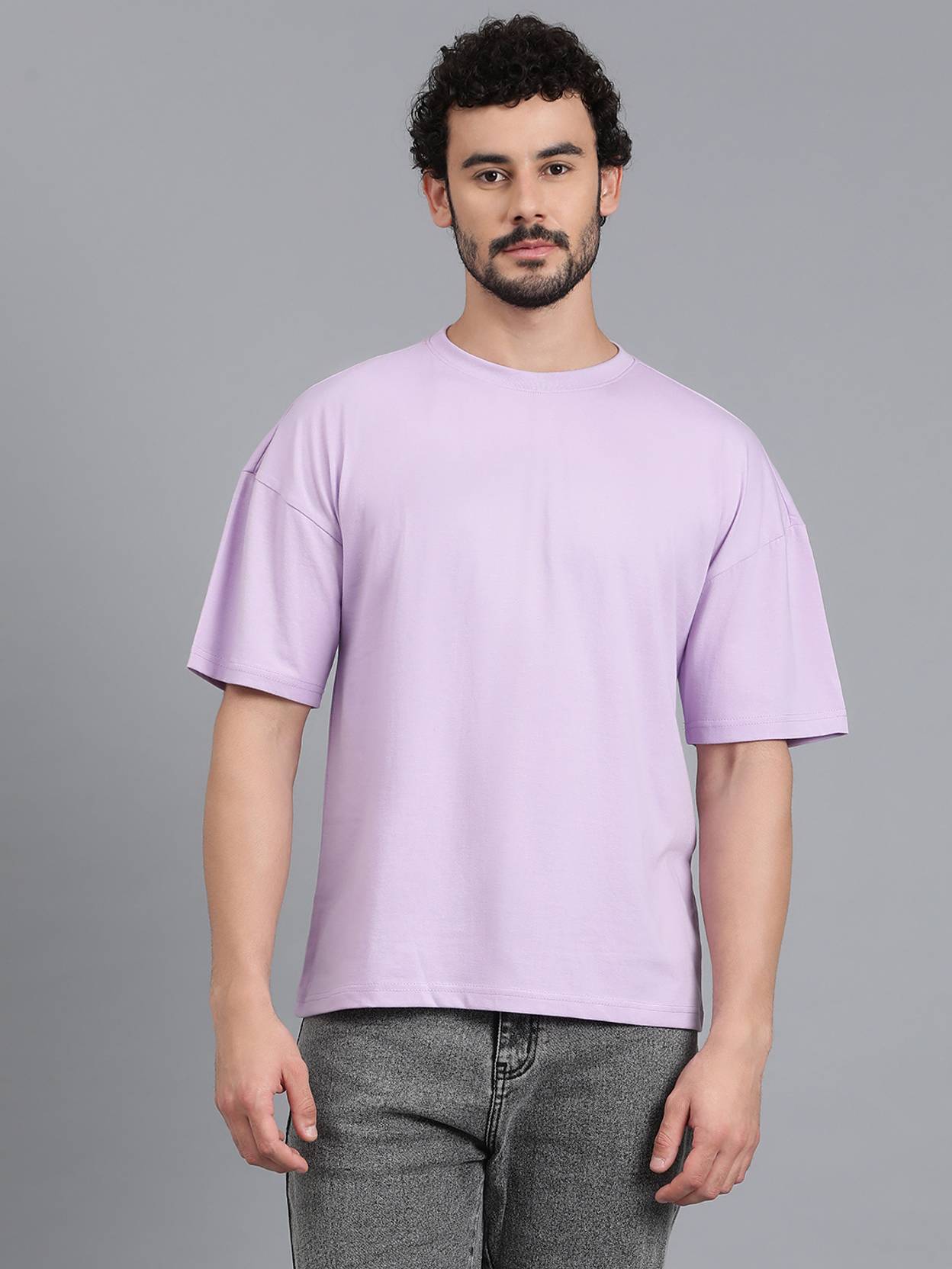 KOTTY  Men Solid Round Neck Cotton Blend Purple T-Shirt