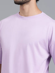 KOTTY  Men Solid Round Neck Cotton Blend Purple T-Shirt