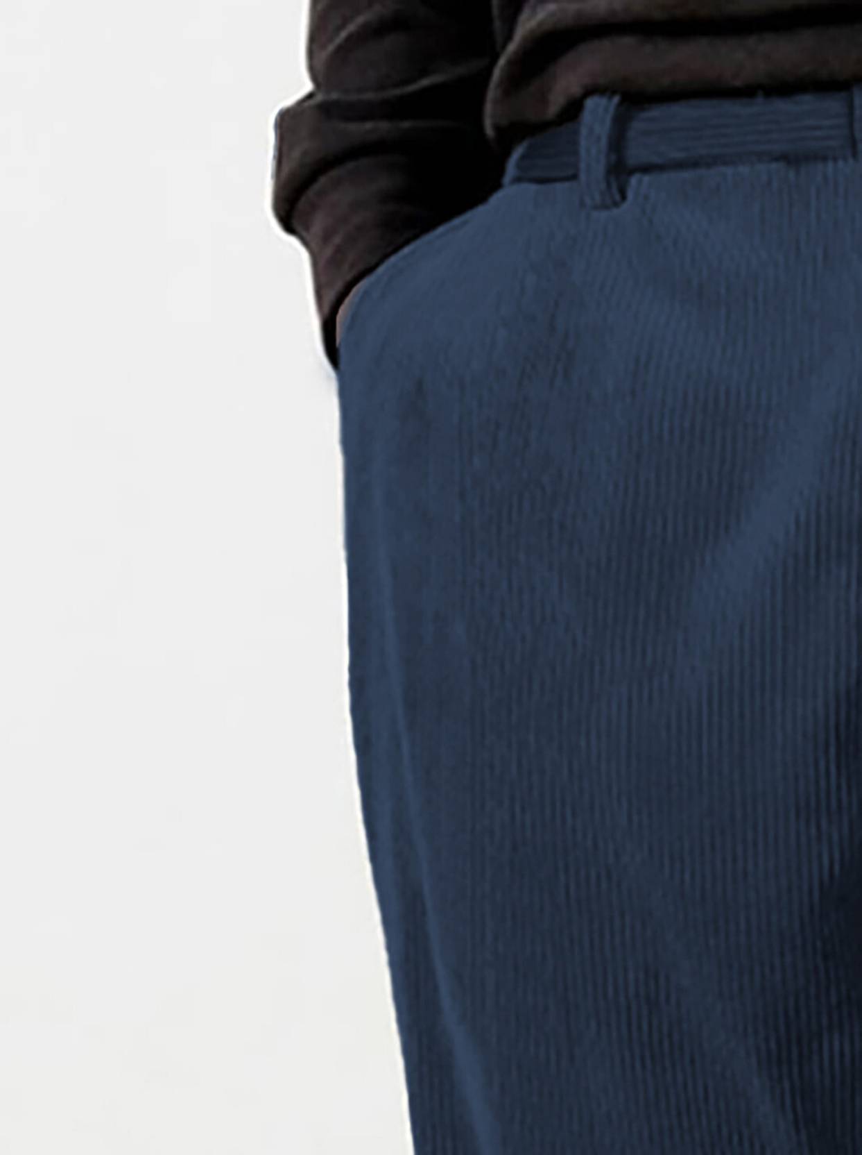 KOTTY  Men Straight Fit Blue Corduroy Trousers