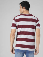 KOTTY  Men Striped Round Neck Pure Cotton Multicolor T-Shirt
